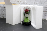 Prix d'usine Rose éternelle sous cloche en verre avec base en mousse et lumière LED à piles, ornement pour la maison, Fête des Mères, Remise de diplôme