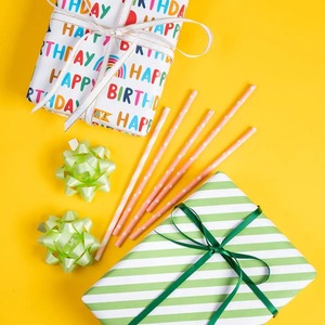 Custom Happy Birthday Printed Art <b>Paper</b> <b>Roll</b> 100GSM Double Side PE Coated Recyclable Eco-Friendly Gift <b>Wrap</b> Digital Printing - Product Image 6