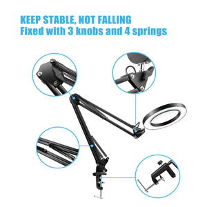 แว่นขยายหลอดไฟ LED,โคมไฟแว่นขยาย LED,แขนคอห่านปรับได้3ดวงแว่นขยาย LED 5x - Product Image 5