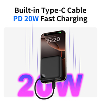Produit tendance 2026 : Batteries externes 10000 mAh avec câble Type-C PD 20W, mini batterie portable pour téléphone portable, tablette, PC portable