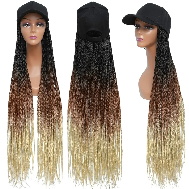 Atacado Trança De Cabelo Peruca Sintética Ajustável Baseball Hat Trançado Perucas Faux Locs Crochet Peruca Extensões De Cabelo Para As Mulheres