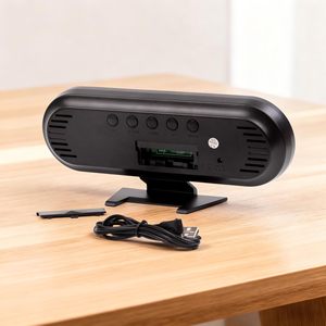 LED Digital Table Desk Mirror <b>Alarm</b> <b>Clock</b> <b>with</b> Date Week Temperature Display Colorful Ambient <b>Nightlight</b> - Product Image 4