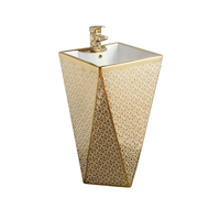 Sanitaires de luxe, style européen moderne, WC monobloc à double chasse, plaqué or, à poser au sol, décoration de salle de bain, lavabo sur pied