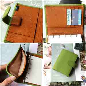 Planificateur d'anneaux de taille A8 avec anneaux en argent de 15 MM, organisateur en cuir de vache à Grain galets - Product Image 3