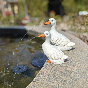 <span class=keywords><strong>Fontaine</strong></span> solaire artisanale en résine de canards blancs, style Art Déco, 10,5x16x19cm, kit d'artisanat pour ornement de jardin, décoration intérieure et extérieure, petite taille - Product Image 4