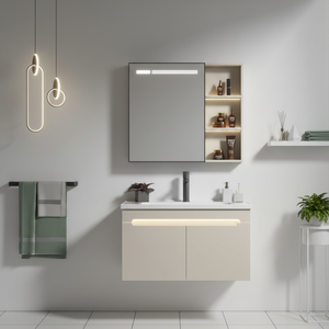 Moderno Conjunto <span class=keywords><strong>de</strong></span> Lavabo <span class=keywords><strong>de</strong></span> Cerámica <span class=keywords><strong>con</strong></span> Mueble <span class=keywords><strong>de</strong></span> Acero Inoxidable Blanco para Baño, <span class=keywords><strong>con</strong></span> Espejo <span class=keywords><strong>de</strong></span> <span class=keywords><strong>Pared</strong></span> y Gabinete <span class=keywords><strong>con</strong></span> Desagüe <span class=keywords><strong>de</strong></span> Cobre para Uso en Hoteles - Product Image 2
