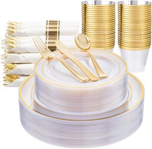 100 Pieces PS Plastic Party <b>Plates</b> Heavy Duty Sustainable <b>Disposable</b> Dinnerware Free Sample Party Wedding Hotel Restaurant - Product Image 1