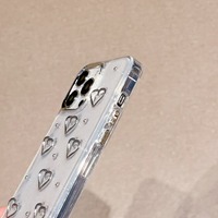 Coque de téléphone antichoc en TPU style Ins, élégante, avec cœur argenté, pour iPhone 17 Pro Max, coque de téléphone scintillante pour iPhone 16 15 14 13 12 11