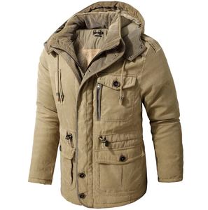 Veste d'hiver chaude en laine à capuche pour homme, taille plus, avec plusieurs poches, veste décontractée pour la chaleur et le confort - Product Image 1