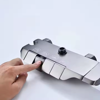 Ensemble de Douche Contemporain Style Piano Gris Anthracite Matériau Laiton Robinetterie Colonne sur Pied Eau Chaude Froide Pluie Valve Céramique Douce Hôtels