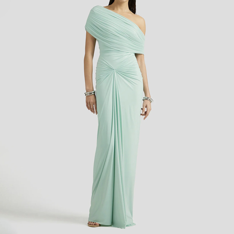 Elegant Green Dress One Shoulder: Women's Fashion Statement Elegant Green Dress One Shoulder: Women's Fashion Statement