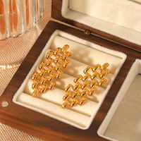Boucles d'oreilles pendantes en acier inoxydable de luxe, style « Old Money », avec maillons architecturaux en métal, bijoux élégants en or, cadeau idéal