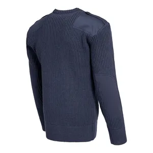 70 Wool 30 Acrylic Good Price Custom Sweater Dark Blue Men Training Pullover Sweater