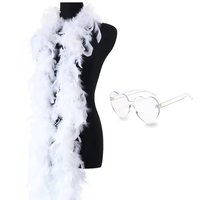 Bunte Kunst pelz Feder Schal Brille Set für Tanz Hochzeit Halloween Party Kostüm Dekoration DIY Kleidung Zubehör