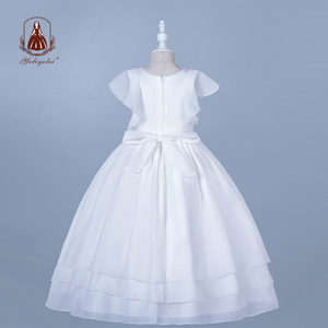 Abito da principessa abbigliamento per bambini festa di nozze manica corta pizzo <span class=keywords><strong>bianco</strong></span> lungo Fluffy Girl Toddler Princess Dress per bambine - Product Image 2