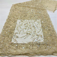 Tulle brodé de perles de clairon le plus vendu-Tissu à paillettes multicolores pour robes de soirée (stock prêt)