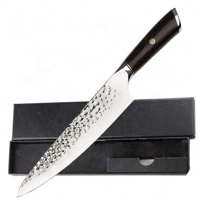 8inch forge chef knife handmade high carbon steel with pakka wood handle meat chopper knife