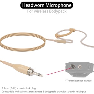 Micrófono de diadema beige de una sola oreja para Shure, <span class=keywords><strong>Sennheiser</strong></span>, <span class=keywords><strong>AKG</strong></span>, MiPro, Audio Technica, 4 pines TA4F, 3 pines TA3F, 3.5mm - Product Image 2