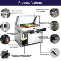 Table de préparation réfrigérée pour pizzas, double porte, dégivrage automatique, pour pizzerias, optimisation des ingrédients et des aliments