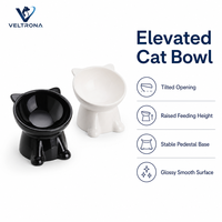 Gamelle surélevée en céramique pour chat, inclinée pour la protection du cou, prévention de l'acné féline, pour nourriture et eau, vente en gros, noir et blanc