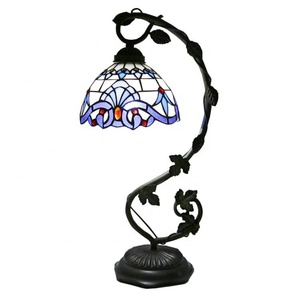Lámpara de Vidrio Tiffany LongHuiJing, Hecha a Mano, 20.3 Pulgadas de Alto, Elegante Lámpara de Escritorio Estilo Barroco - Product Image 1