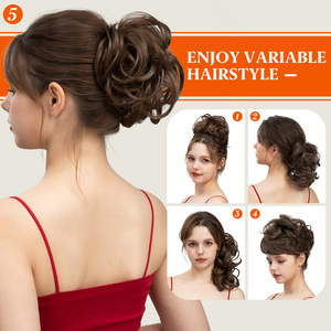 Perruque en fibre haute température <span class=keywords><strong>de</strong></span> qualité supérieure, style européen et américain, pour femme, avec anneau à cheveux, <span class=keywords><strong>chignon</strong></span> réglable, peigne d'insertion et <span class=keywords><strong>queue</strong></span> <span class=keywords><strong>de</strong></span> <span class=keywords><strong>cheval</strong></span> volumineuse - Product Image 3