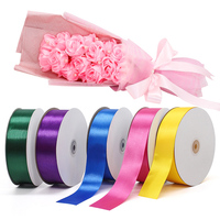 Usine en gros de qualité supérieure 38mm couleurs unies ruban de satin 100% rouleau de rubans de satin avec des roses pour les fleurs