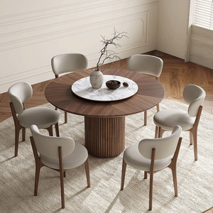 Bộ bàn ăn gỗ nguyên khối phong cách Nhật Bản, gồm bàn tròn và ghế, dùng cho nhà ở, nhà hàng, quán ăn. - Product Image 3