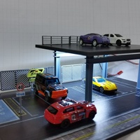 Modèle de scène de parking à l'échelle 1:64 avec éclairage, construction en PVC, modèle miniature de scène, diorama 1/64, boîte de présentation pour voitures miniatures
