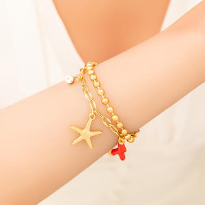 Bracelet étoile de mer en alliage de zinc plaqué or, pendentif corail, bijoux unisexes, cadeau - Product Image 4