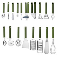 Ensemble d'ustensiles de cuisine, petits outils ménagers, cuillère, éplucheur, presse-ail en acier inoxydable, fouet, ouvre-boîte, accessoires
