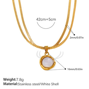 Nouveau collier minimaliste français populaire en coquille blanche et or double couche, design élégant et original, chaîne serpent pour femme - Product Image 2
