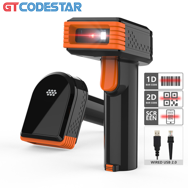 GTCODESTAR 1D Handheld Barcode Scanner  2.4G QR Code Reader Wireless 2D Barcode Reader Wired Barcode Scan Gun for Supermarket