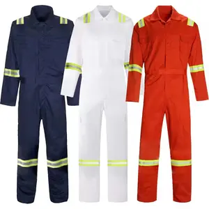 OEM Service Flame Resistant Overall Firefighter Visibility Wear Fireproof Overall One Piece Anti-Static Working Clothes