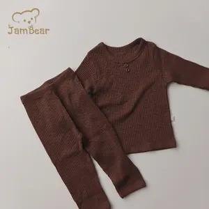 Kint côtelé bébé pyjamas enfants pyjamas enfants Loungewear coton bio enfant en bas âge sommeil maison porter côtelé pyjama enfant