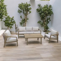 Ensemble de salle à manger et de conversation moderne en aluminium Home Sustain, 4 pièces, avec table basse confortable, finition marron, pour extérieur, 5 places