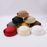 Nouveau Chapeau de paille d'été 2026 à bord relevé pour femme, style japonais et coréen, bob à bord rabattable, béret frais à calotte ronde, chapeau pillbox