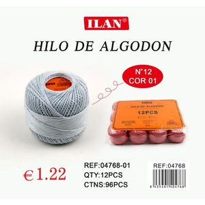 Filo di Cotone Ilan N12 Colore 01 Grigio Chiaro Confezione da 12 Pezzi - Product Image 3