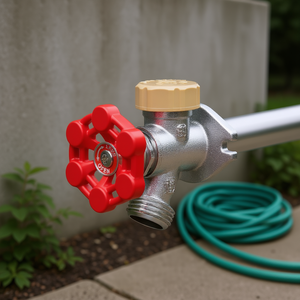 Rubinetto da Esterno 12 Pollici con Connettore a Innesto Rapido, Attacco per Tubo da 3/4 Pollici, Anti-Sifone, Antigelo, in Ottone, Montaggio su Ponte, Stile Industriale - Product Image 2