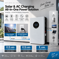 Station d'énergie solaire tout-en-un avec batterie au lithium intégrée, charge plus rapide, onduleur 3kw/5kw + batterie LiFePO4 2.56KWh/5KWh