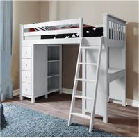 YQ JENMW – lit loft en bois massif pour enfants, lit multifonctionnel avec bureau, simple et à la mode