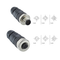 Connecteur M12 Profinet IP67 étanche 4P mâle-femelle à 180 degrés avec contacts en cuivre pour connexions de câbles