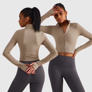 Top de <span class=keywords><strong>Yoga</strong></span> con Cierre y Cuello Alto FITVOLT, Transpirable, Elástico en Cuatro Direcciones, Chaqueta Deportiva de Manga Larga <span class=keywords><strong>para</strong></span> Mujer, Ropa Elegante <span class=keywords><strong>para</strong></span> Fitness y <span class=keywords><strong>Yoga</strong></span> - Product Image 2