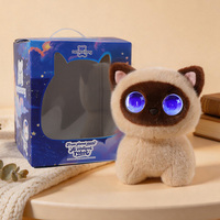 20cm KI Siamesische Katze Plüschtier, 66-Sprachen Sprechendes Stoffkätzchen, Intelligenter Sprachkommunikations-Roboter-Plüsch, Leuchtende Sternenaugen, Geschenk