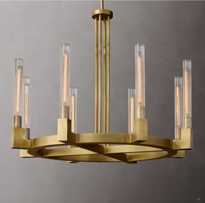 Tube de verre tout cuivre Lampe minimaliste Salle à manger Projecteur moderne Maison Salon Chambre Bureau Cannele Lustre rond 36 - Product Image 1