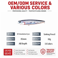 Vente en gros Leurre de pêche rigide bionique type crayon 8,5 cm 10g avec hameçon à rainure sanguine pour Topmouth Culter Bass