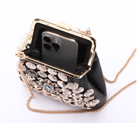 Tas Selempang Wanita Hifashion Vintage Kulit PU Berhias Rantai dan Stud 2025, Tas Tangan Mewah Desainer, Tas Selempang Model Kerang Bahan Poliester