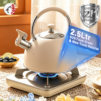 Bouilloire sifflante en acier inoxydable de 2,5 L de qualité alimentaire, multi-chauffage, pour eau bouillante, emballage OEM d'usine pour B2B