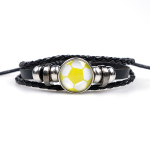 Fuente de comercio electrónico transfronterizo, pulsera de fútbol europea y americana para fanáticos, pulsera de cuero que rodea, popular con cuentas para hombres - Product Image 2
