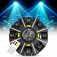 Lumière de disco à boule magique RZ 240W à 8 bras, lumière d'effet DJ multifonctionnelle rotative, DMX512, télécommande, éclairage de bar pour DJ, scène